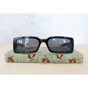 Vintage Y2K Rectangular Sunglasses 2000s Black Tone NOS 90s Grunge Goth